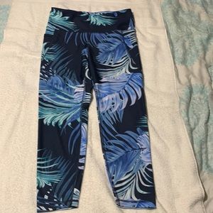 Old Navy High-Waisted Powersoft 7/8L Side-Pocket Leggings, Size LP, Blue Palm
